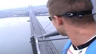 Red Bull Stratos Felix Baumgartner in Scotlands 1st Ever Base Jump off Forth Road Bridge Edinburgh [upl. by Aehsan]