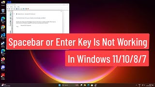 Spacebar or Enter Key Is Not Working In Windows 111087 [upl. by Namsaj]