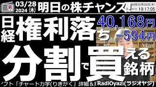 【投資情報株チャンス】株式分割が60銘柄！分割で買える株はどれ？権利落ちの下落、どこまで続く？●注目銘柄：4732ユーエス、4543テルモ、9020JR東日本、4967小林、他●歌：投資家エレジー [upl. by Epul840]