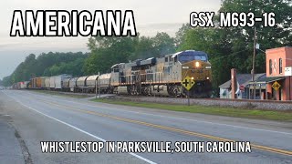 Americana CSX M69316 stops in Parksville South Carolina to drop off crew member  05182024 [upl. by Adnirem]