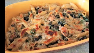 Recette 130Gratin de Pâtes Au Poulet Épinard Champignons amp BéchamelChicken amp Spinach Pasta Bake [upl. by Kubetz]