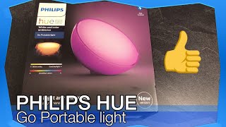 Philips Hue  White amp Colour Amb LED Tischleuchte Go  Unboxing und Installation [upl. by Yelir]