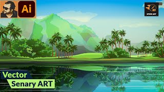 Landscape Scenery Artwork in Vector with Adobe Illustrator  Speed Art [upl. by Hasseman]