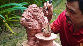 10 Days Carving Harth Stonebrew out of Wood  Hearthstone  ingenious woodworking chainsaw skill [upl. by Nomor]