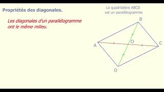 Propriétés des diagonales dun parallélogramme [upl. by Neelahs]