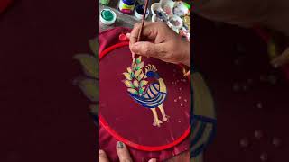 basic peacock fabric tanjore painting tutorial kaviartstudio fabricpainting [upl. by Stephanie23]