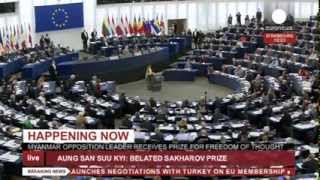 Aung San Suu Kyi receives 1990 Sakharov Prize for human rights recorded live feed [upl. by Attem]