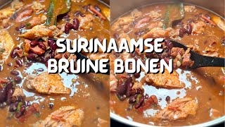 Recept Surinaamse Bruine Bonen  Stewed beans with meats  CWF [upl. by Odrawde42]