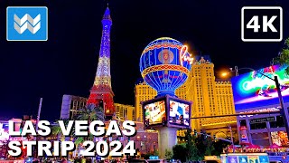 4K Las Vegas Strip at Night 2024 FULL Walking Tour Vlog amp Travel Guide  Treadmill Workout [upl. by Anahcra]