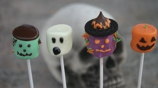 Halloween Treats  Chocolate Marshmallow Frankenstein Witch Ghost Pumpkin On A Stick [upl. by Hannavas]