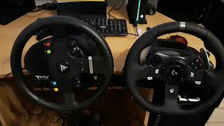 Thrustmaster TMX vs Logitech G920 sound  loudness of the wheel turning [upl. by Arvy]