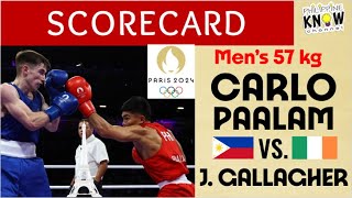 BOXING  SCORECARD  Carlo Paalam vs J Gallagher  Philippines Ireland  2024 Paris Summer Olympics [upl. by Aramat]