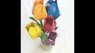 How To Make Tulip Flower  Origami Tulip [upl. by Notsew]