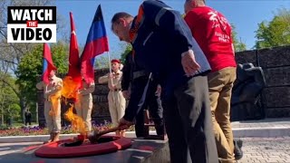 Donetsk Peoples Republic leader holds Victory Day Parade in Mariupol [upl. by Ellehsem]