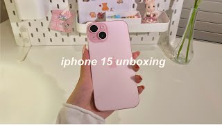 iphone 15 pink 512gb unboxing 🎀 accessories  aesthetic setup [upl. by Syverson]