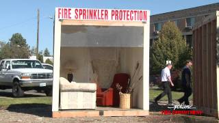 Home Fire Sprinkler Demo Fire Prevention Week 2010 [upl. by Aikemot]