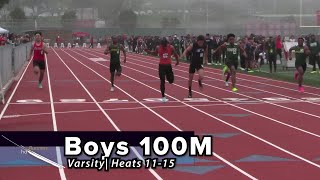 2023 TF  Redondo Nike Invite  100 Meters Boys Varsity Heats 1115 [upl. by Elletnuahs]