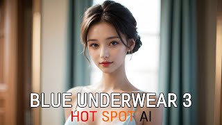 AI Art Lookbook 4K  Blue Underwear 3  Lingerie Fashion Show  AI Beauty Girl  AI 룩북 실사 그림 [upl. by Kimberley750]