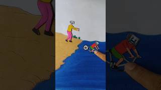 Cycling TV boy fall down into the seashorts xyzart skibiditoilet [upl. by Upali800]