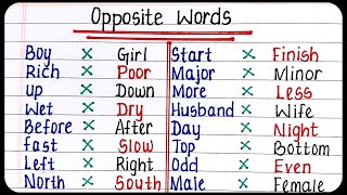 50 Opposite Words In English  antonyms words in english 50  Most Important Antonyms [upl. by Eirtemed]