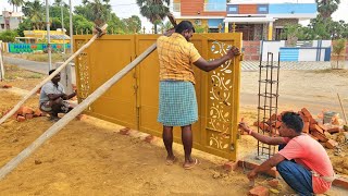 Construction Techniques of Gate Install Properly on Main EntranceFront Design Gate Fitting [upl. by Nnyled]