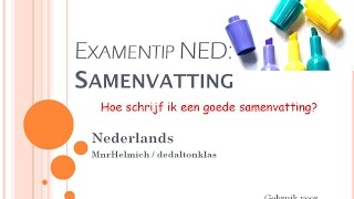 Hoe schrijf ik een goede samenvatting Examentip Nederlands [upl. by Dieter]