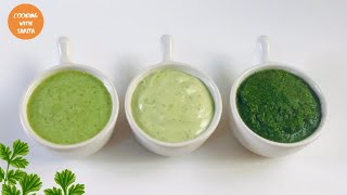 3 ways to Make Green Chutney❤️  Restaurant Style Coriander Chutney❤️ [upl. by Ahsilla390]