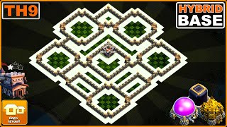 NEW BEST TH9 Base 2023 with COPY LINK  COC Town Hall 9 HybridTrophy Base Design [upl. by Arahsat]