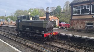 GWR 1366 Pannier Tank No1369 running round Bridgnorth 19042024 [upl. by Rimhsak986]