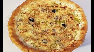 Recette de Pizza à la crème fraiche et au poulet facile [upl. by Rann]