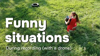 Funny situations while recording accordion in the park with a drone [upl. by Golda]