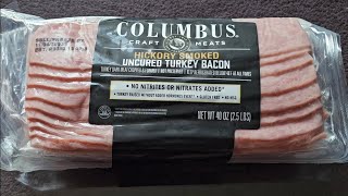 Costco Sale Item Review Columbus Craft Meats Hickory Smoked Uncured Turkey Bacon Taste Test [upl. by Hound]