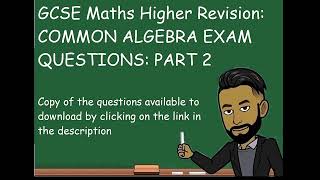 GCSE Maths Higher Algebra Revision Audit Part 2 New 2023 [upl. by Kcirad]