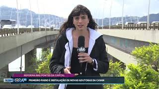 Instalação de novas adutoras da Casan nas pontes da Capital  Cotidiano  Tá Na Hora SC [upl. by Weidman31]