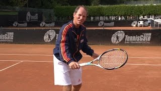 Tennis Tip  Use Backspin for Better Volleys [upl. by Aicilihp]