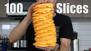 Eating 100 Layers of Cheese Challenge [upl. by Yonita592]