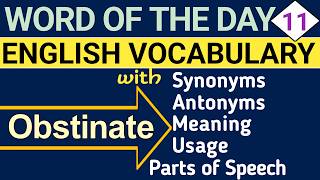 Obstinate Meaning with SentenceSynonyms and Antonyms  English Vocabulary  word of the day [upl. by Nyltac]