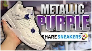 Jordan 4 METALLIC PURPLE UNBOXING  ShareSneakers REVIEW  BIG G [upl. by Eide338]