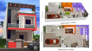 800sqft House plan car parking with 20X40 front 3d elevation [upl. by Pliam888]