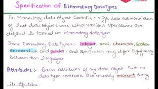 11 Specification Of Elementary Data Type In Programming Languages In HINDI  Elementary Data Types [upl. by Simara147]