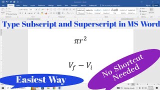 Easiest Way to Type Subscripts and Superscript in MS Word  Type Sub and super Script  No Shortcut [upl. by Aklog100]