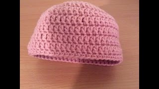 How To Crochet A Simple Newborn Beanie Tutorial [upl. by Palladin514]