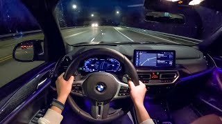 2022 BMW X3 M40i  POV Night Drive Binaural Audio [upl. by Aneled]