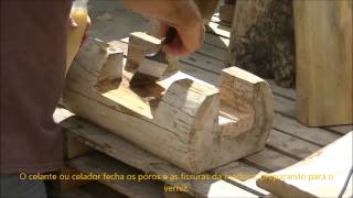 Usando a motosserra para fazer pequenos móveis  DIY  Log step stool 2 [upl. by Krantz]