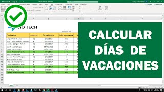 Como calcular los días de vacaciones en Excel [upl. by Shoifet]