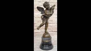 Cherub Angel Putto with a Dolphin Andrea del Verrocchio Bronze Sculpture Figure EP101 [upl. by Dmitri957]