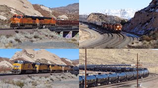 BNSF amp Union Pacific Trains  Cajon Pass  Winter 2021 4K [upl. by Ahsilad867]