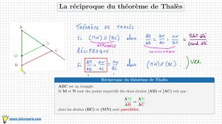 Cours ♦ Réciproque du théorème de Thalès • Démontrer que 2 droites sont parallèles ♦ Quatrième [upl. by Peterman]