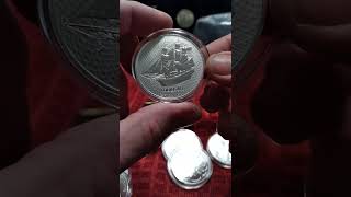 The 1 Oz silver Cook Islands Bounty coin The ship really pops on the design [upl. by Anikes404]