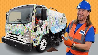 Street Sweeper for Kids  Awesome Vehicles for Children  Handyman Hal Street Sweeping [upl. by Redd]